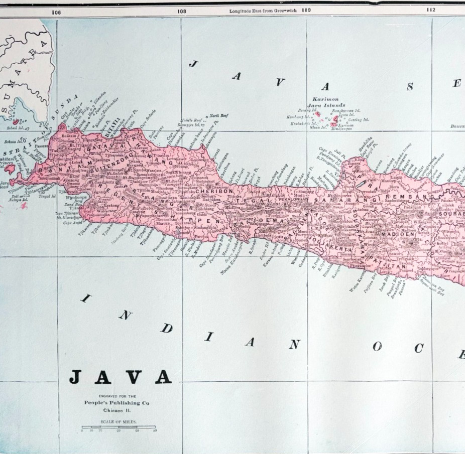 1895 Java Map Antique Victorian Geography History Indian Ocean DWYY10C