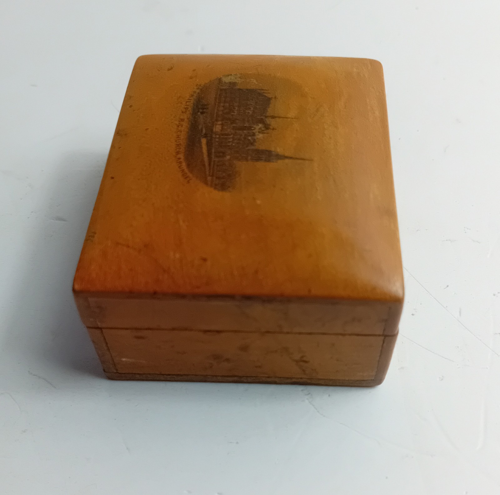 Antique Mauchline Ware Trinket/Ring Box St Philips RC Church Arundel