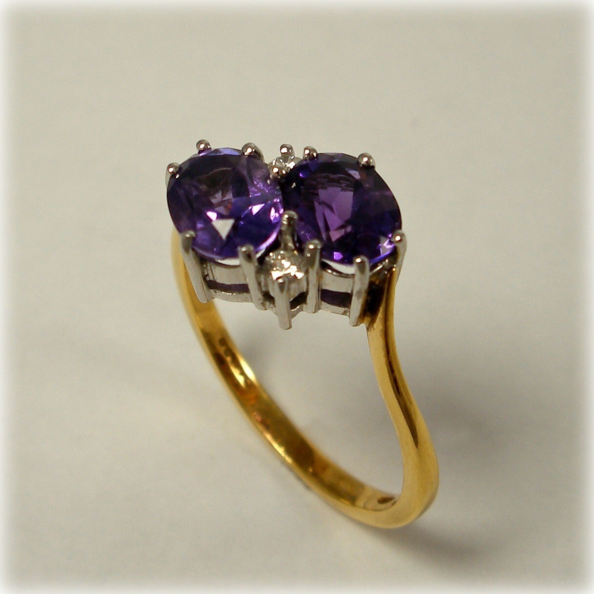 2.10 Ct Oval Natural Amethyst Diamond Engagement Ring 14K Yellow Gold Size 7