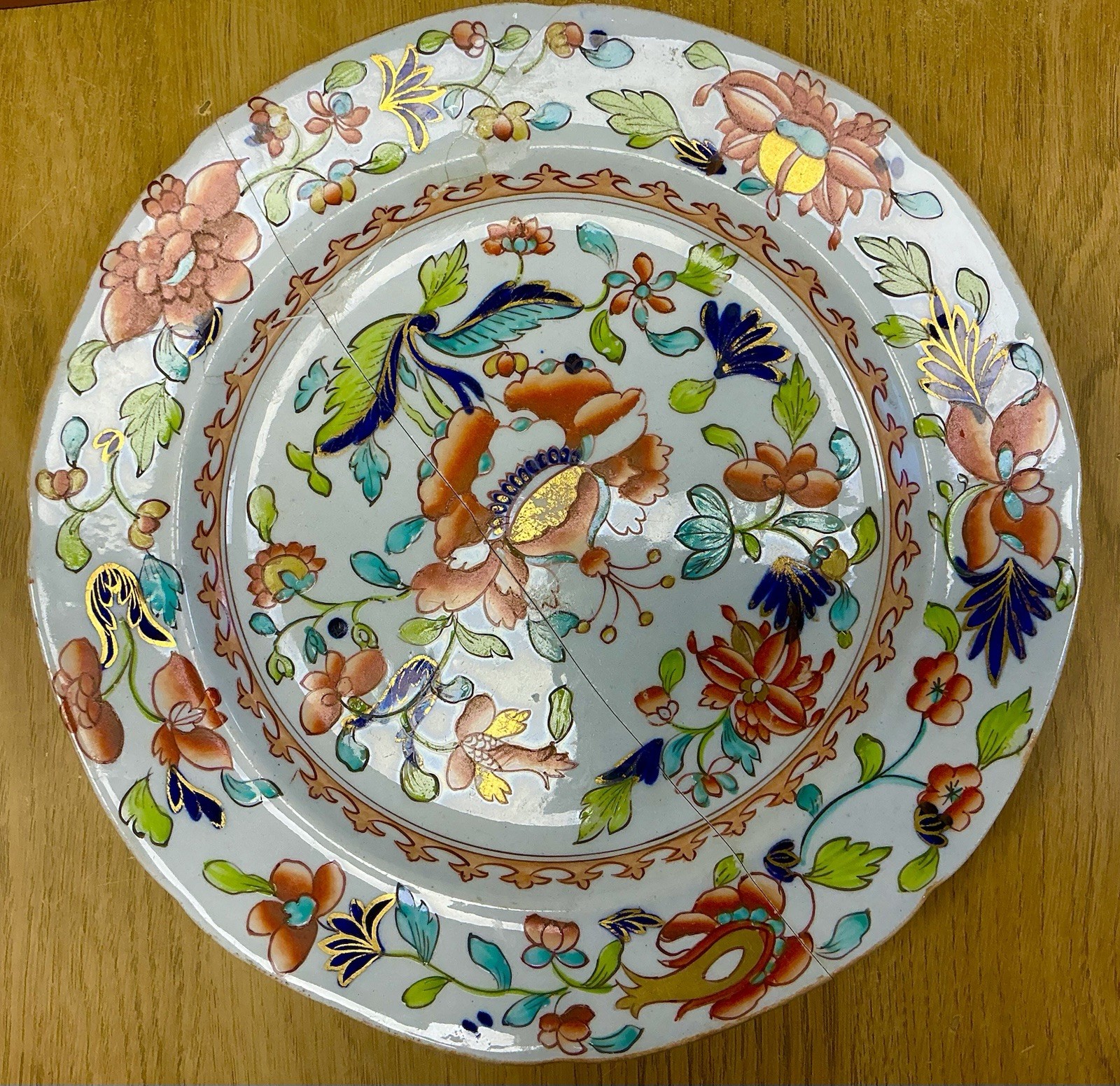 a beautiful early Mason’s Ironstone plate in an Imari-style pattern 1830s Marked