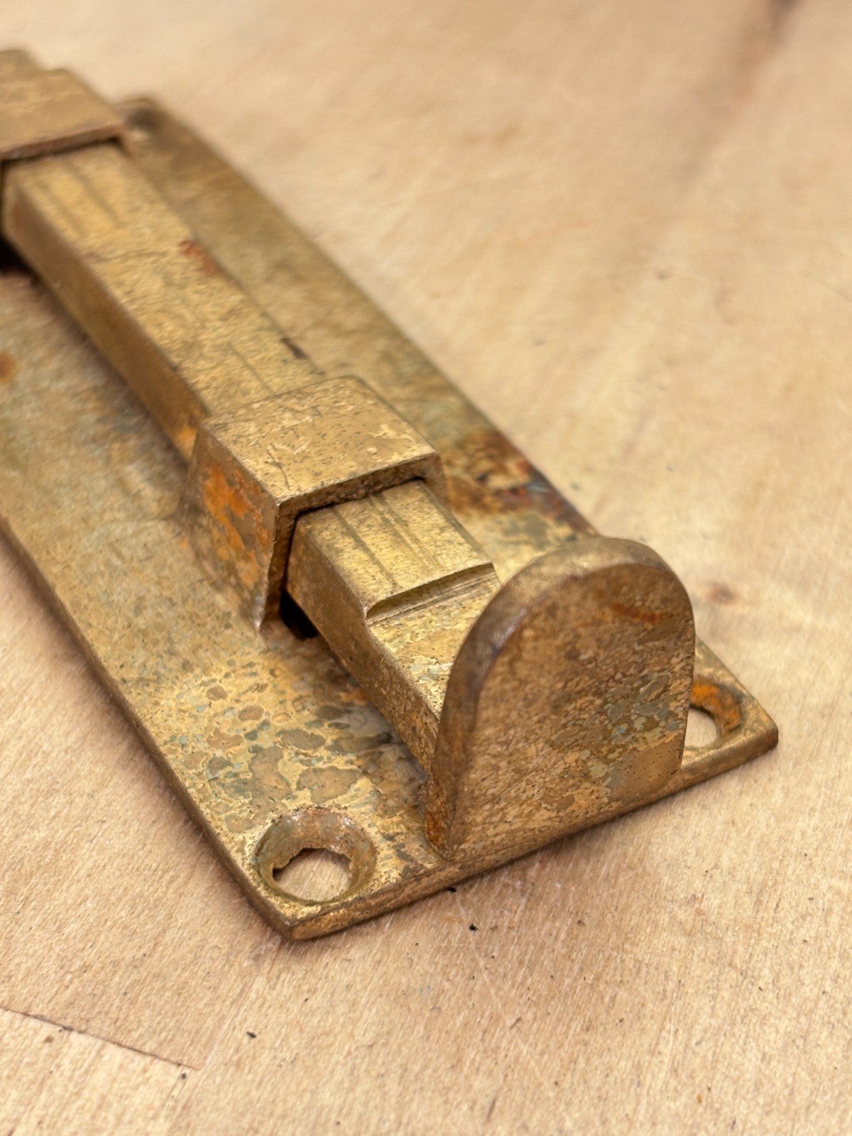 Vintage Solid Brass Surface Bolt Door Latch, Salvage