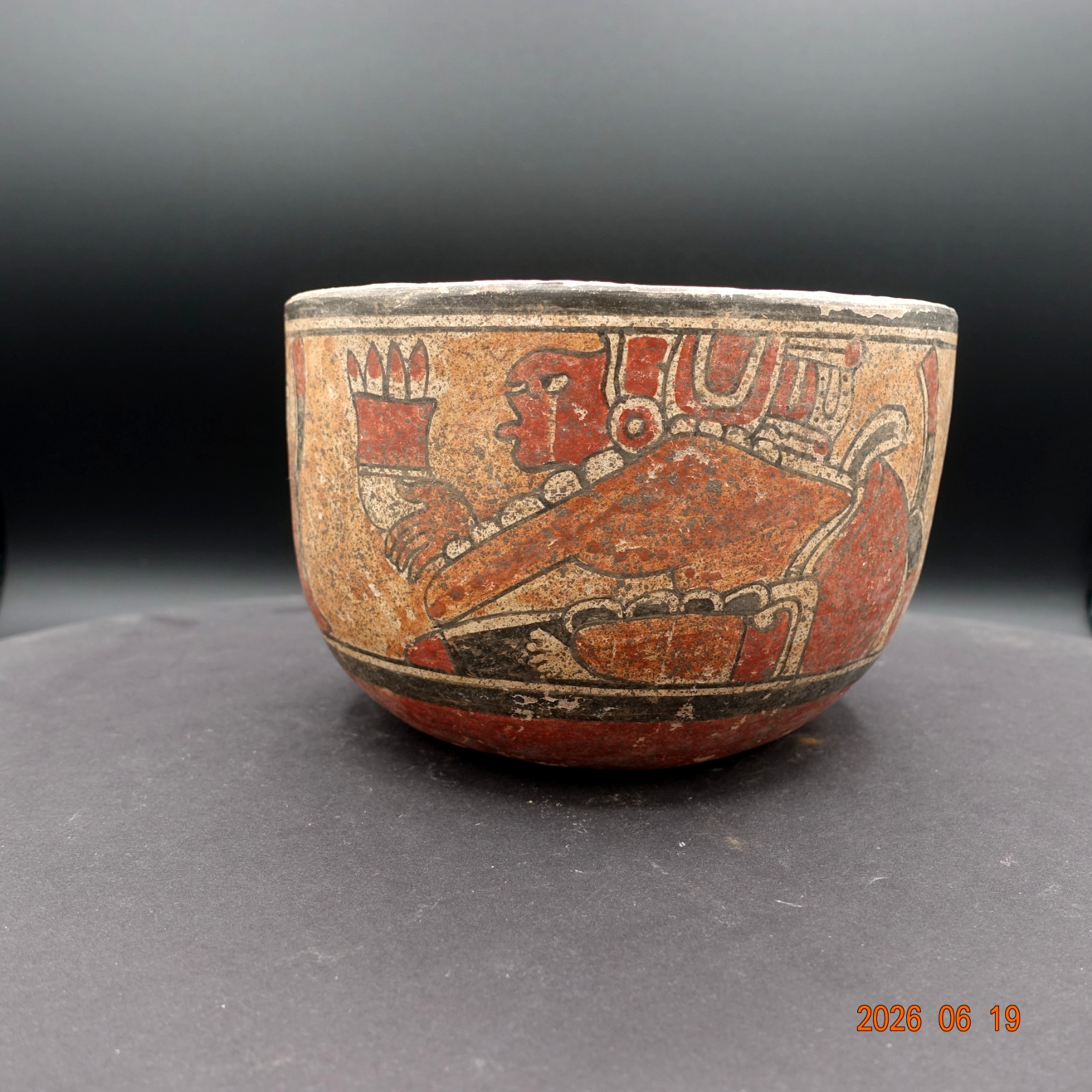 Pre-Columbian Authentic Artifact Ceramic Pottery Poly-Chrome Maya Copador
