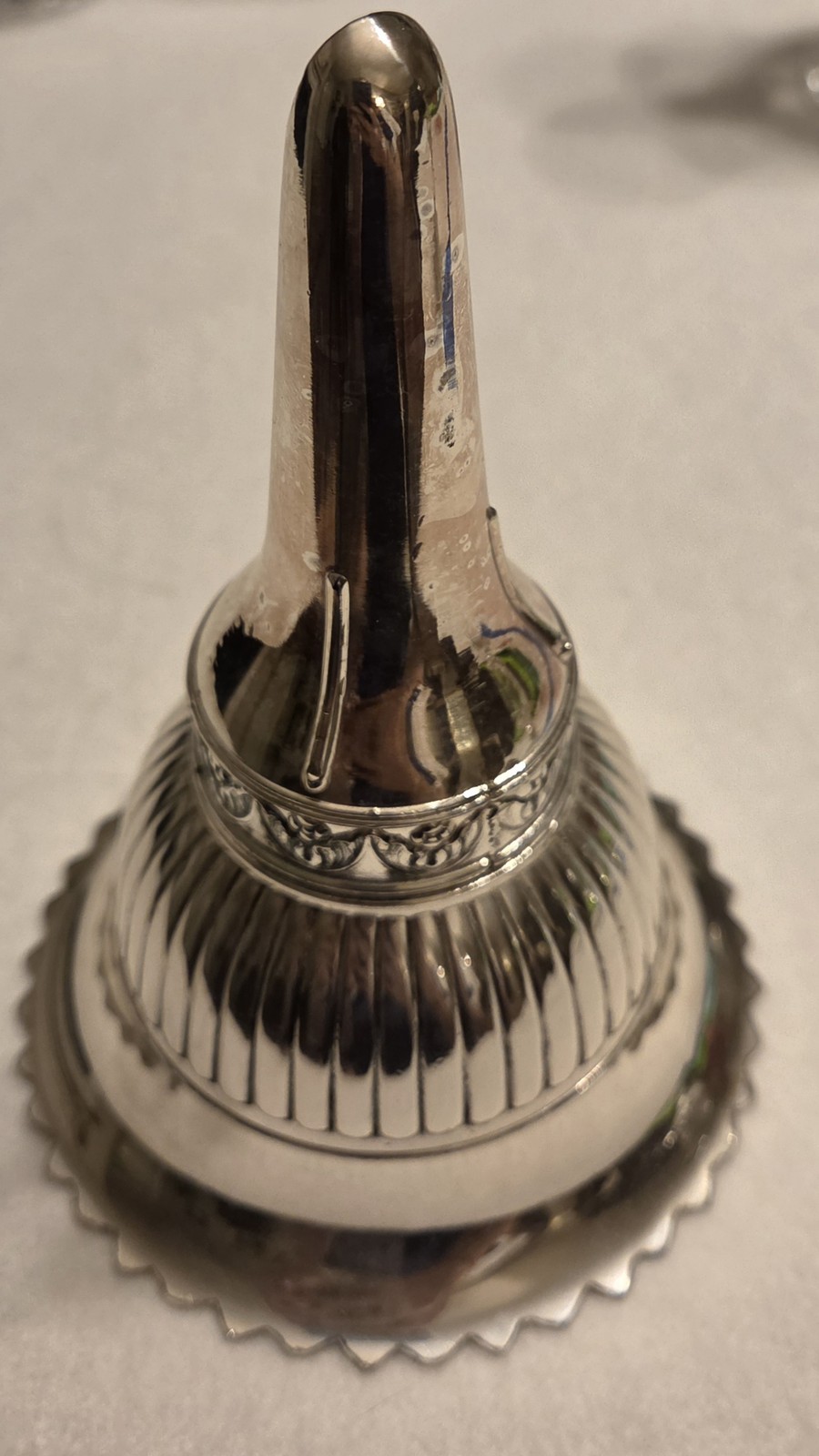 Antique Silver Wine Funnel Fluted Body Decorated Band Victorian Style 6.5″