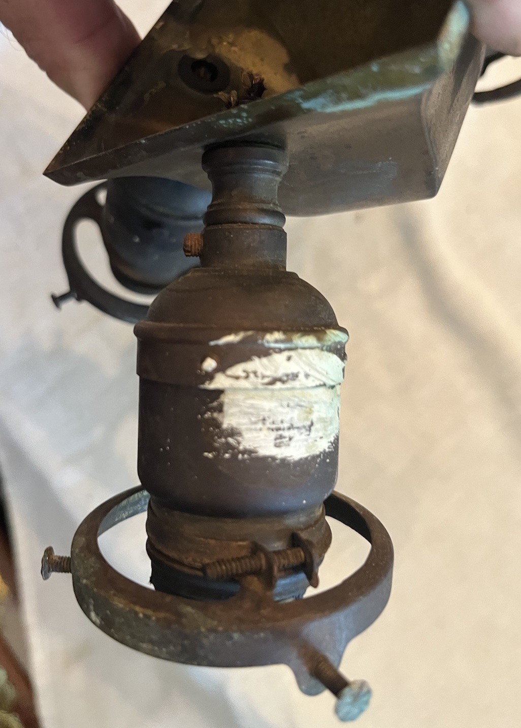 Antique Mission Arts & Crafts Brass 4 Light Electric Ceiling Beam Light Fixture