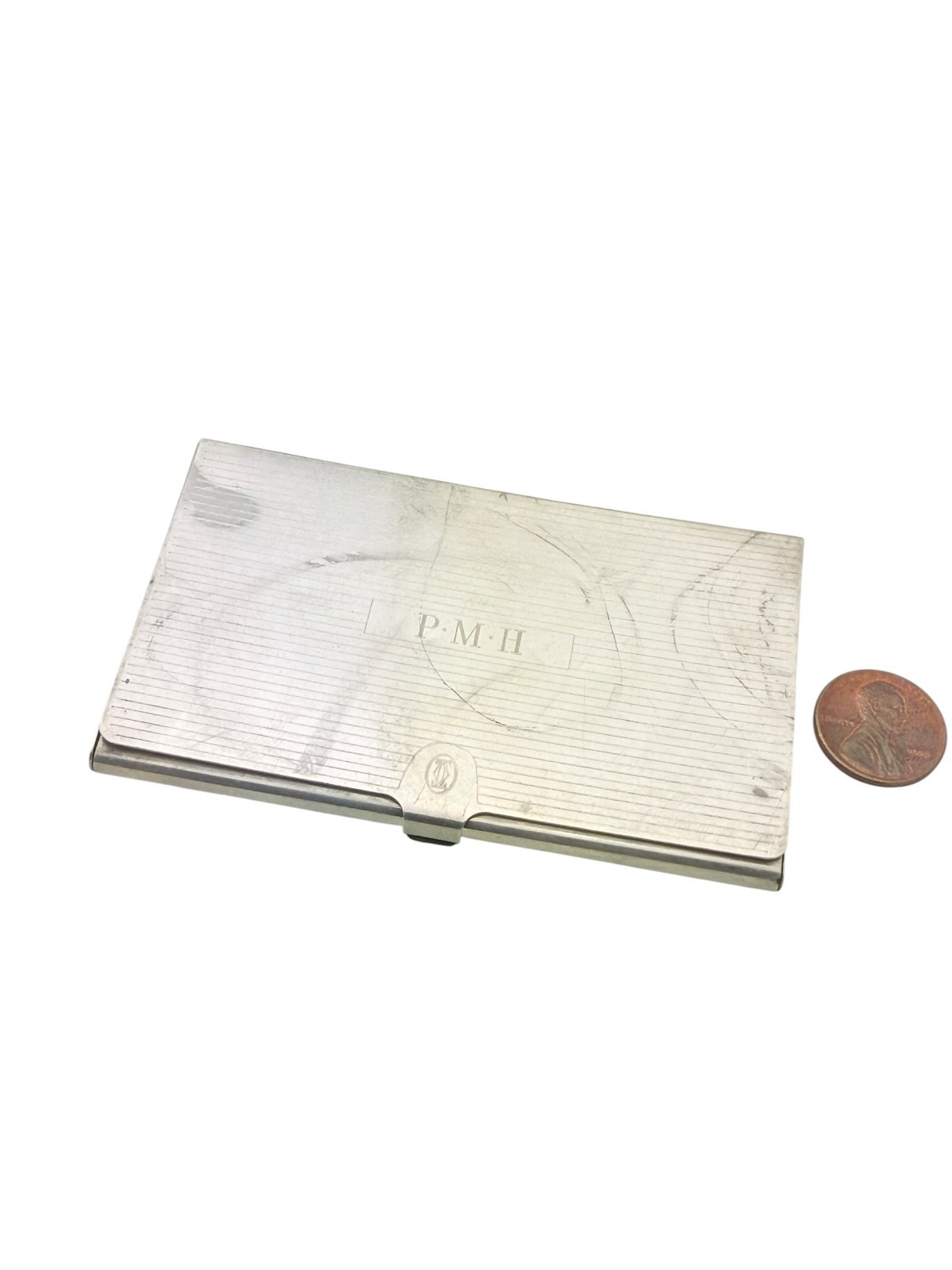 Vintage Cartier Sterling Silver Business Card Case Holder Monogrammed