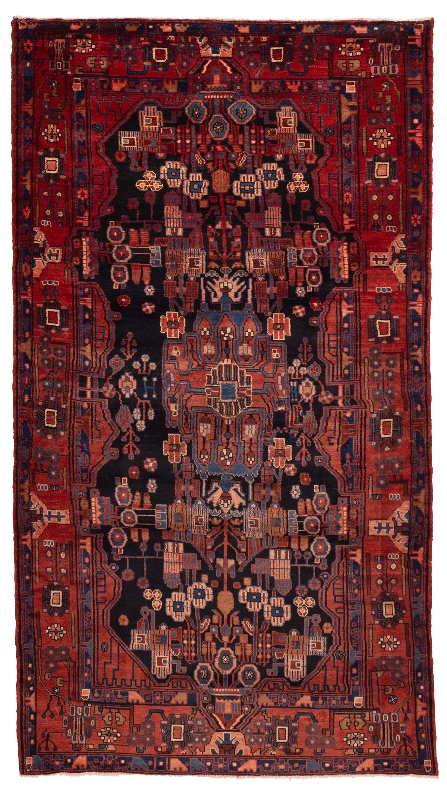 Vintage Hand-Knotted Area Rug 5’4″ x 10’5″ Traditional Oriental Wool Carpet