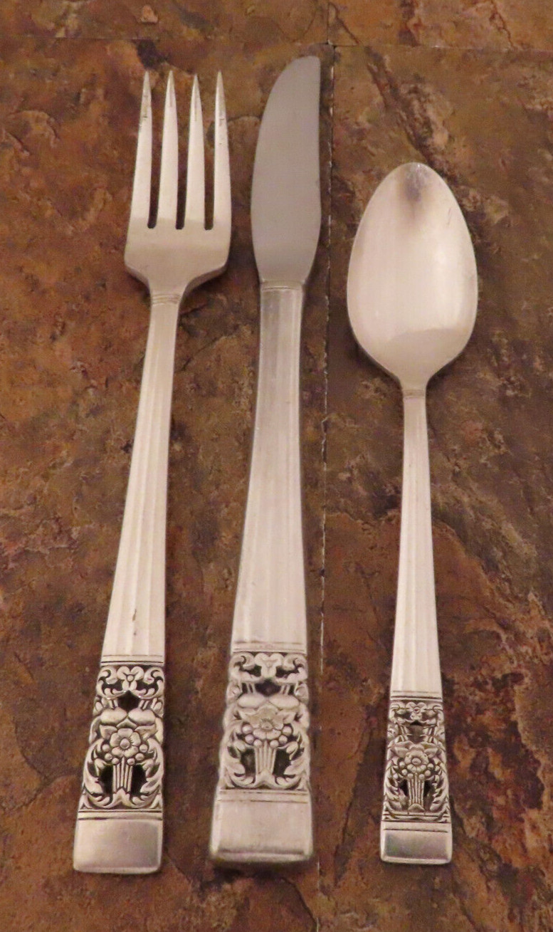 Oneida Coronation Set of 3 Youth Pieces Community Vtg Silverplate Flatware Lot F