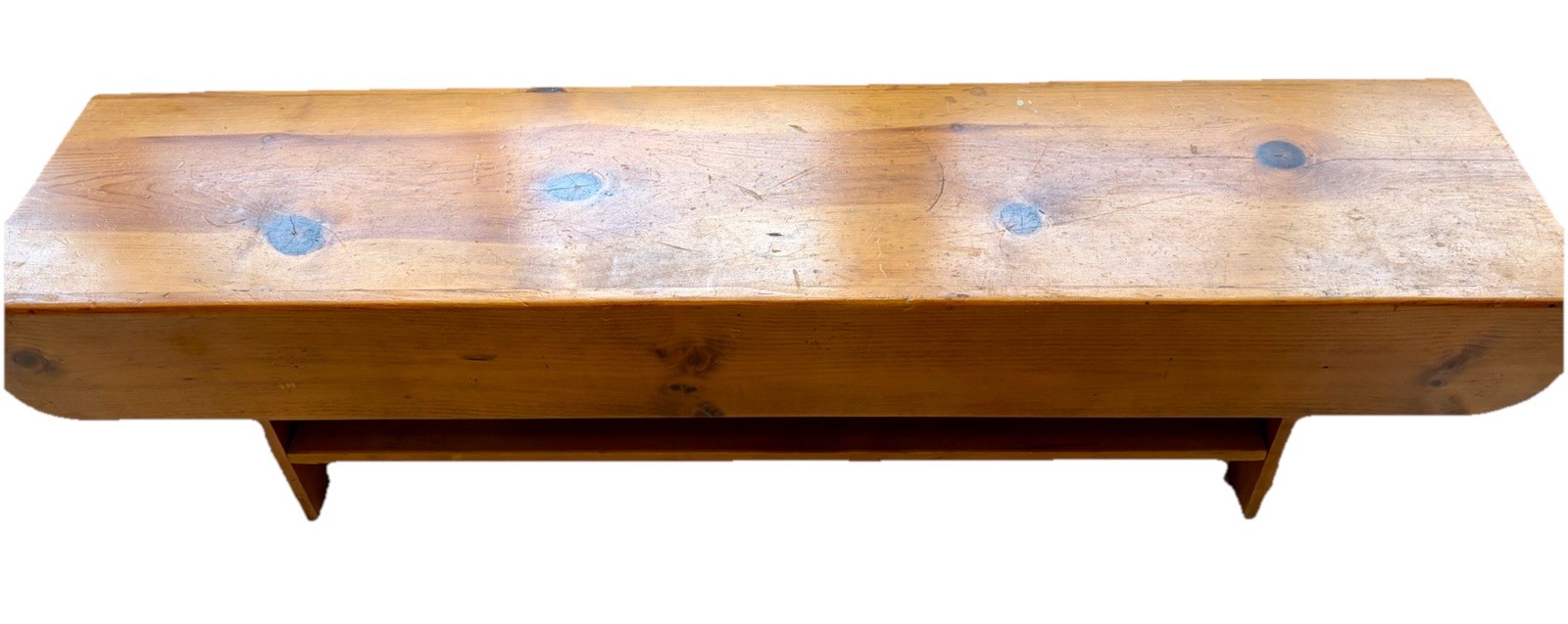 Wood Bench with Cushioned Top, Brown Solid Rectangle 48x12x16 Fully Assembled
