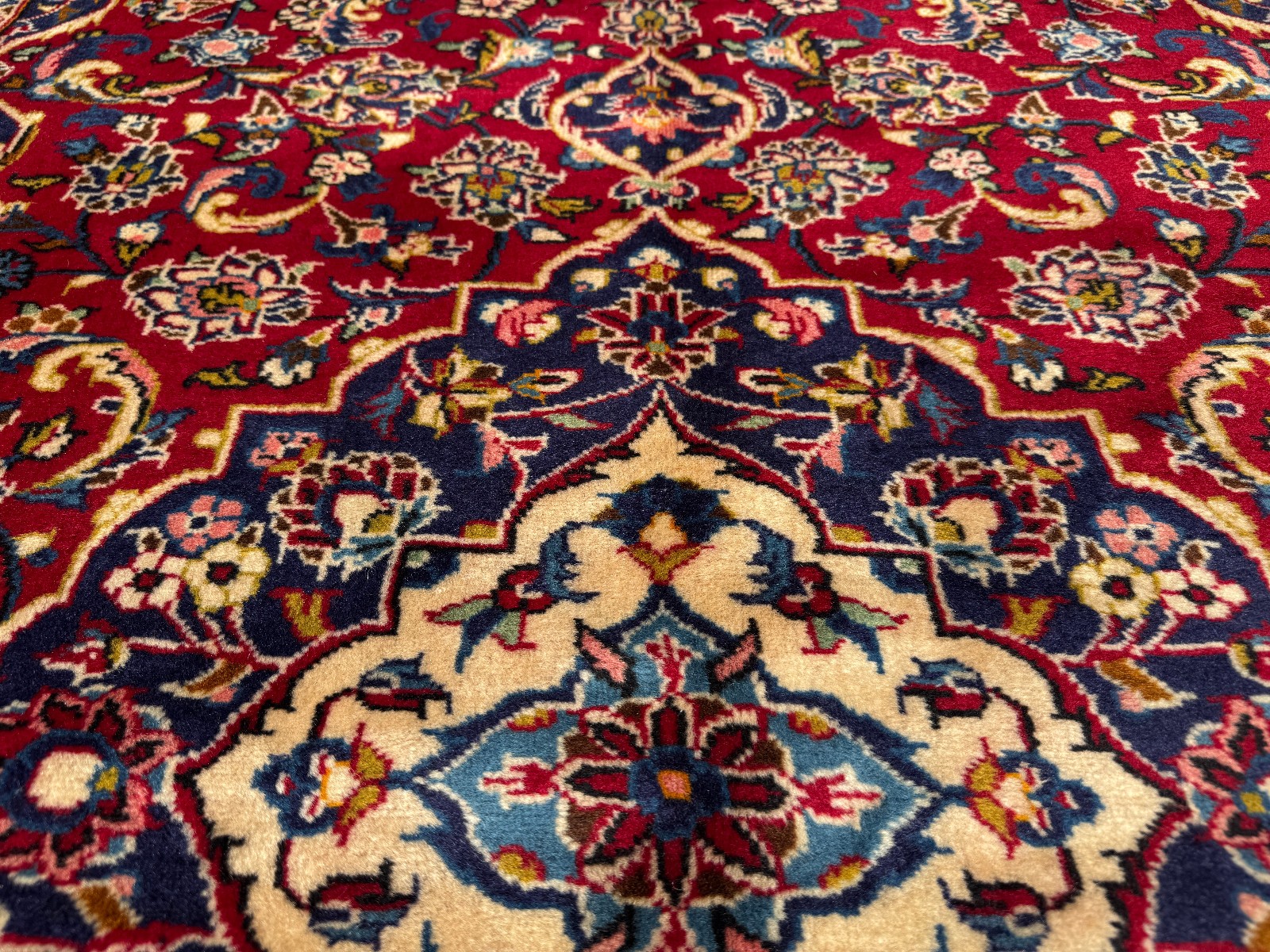 5×8 RED VINTAGE ORIENTAL RUG hand-knotted fine handmade small navy blue wool 5×7