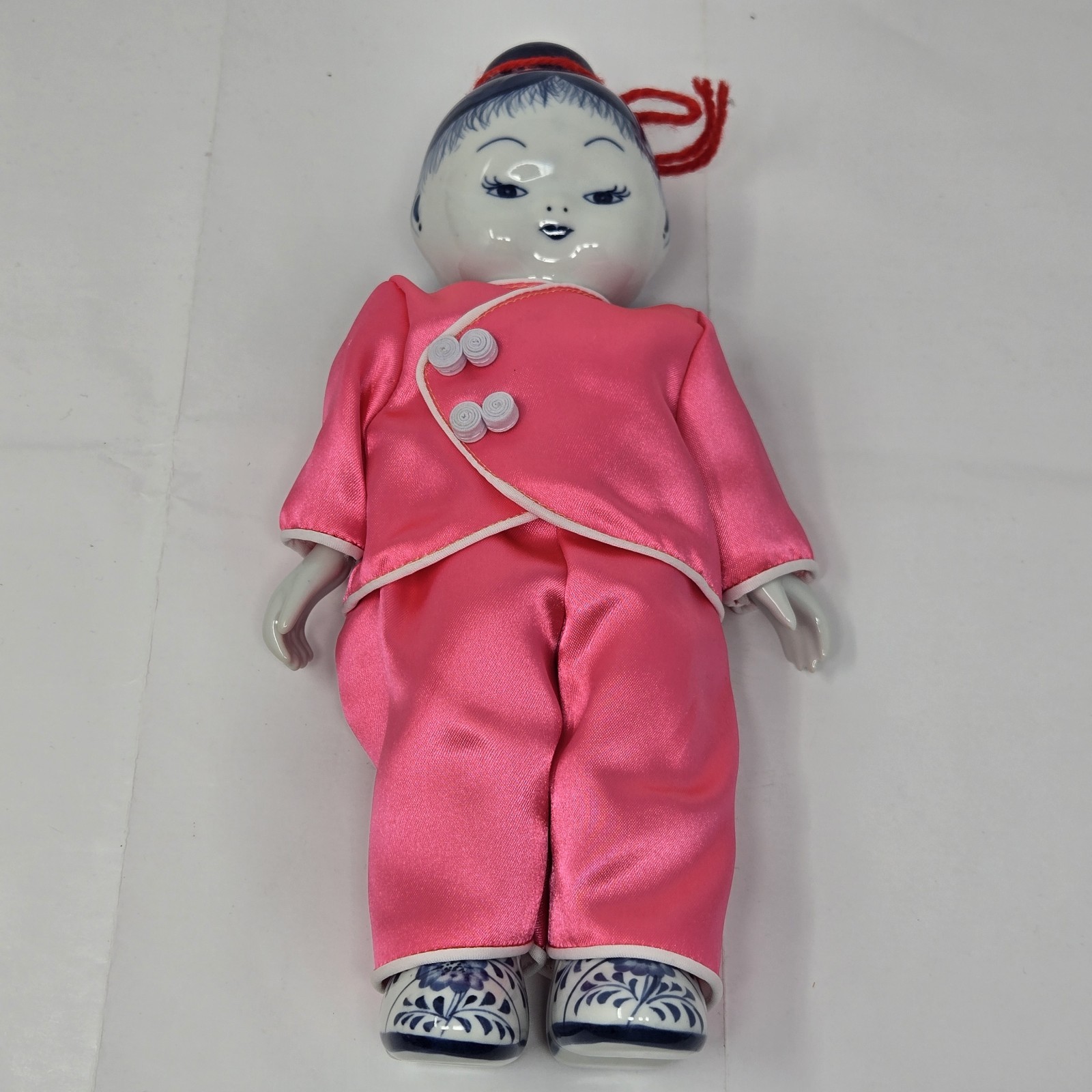 VTG Delft Chinese Oriental Girl Doll Figurine Porcelain Head Hands Feet 11″H
