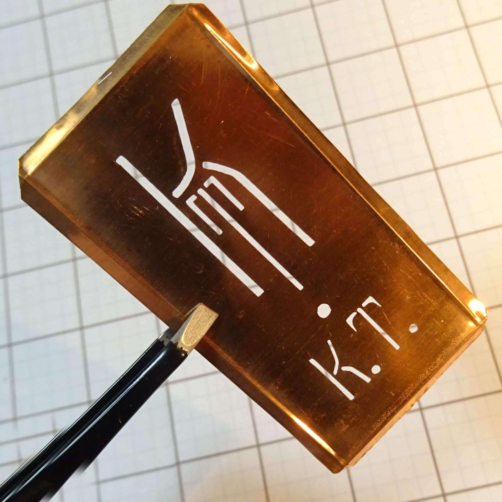 KT K T TK monogram initials letters copper stencil antique family name sign gift