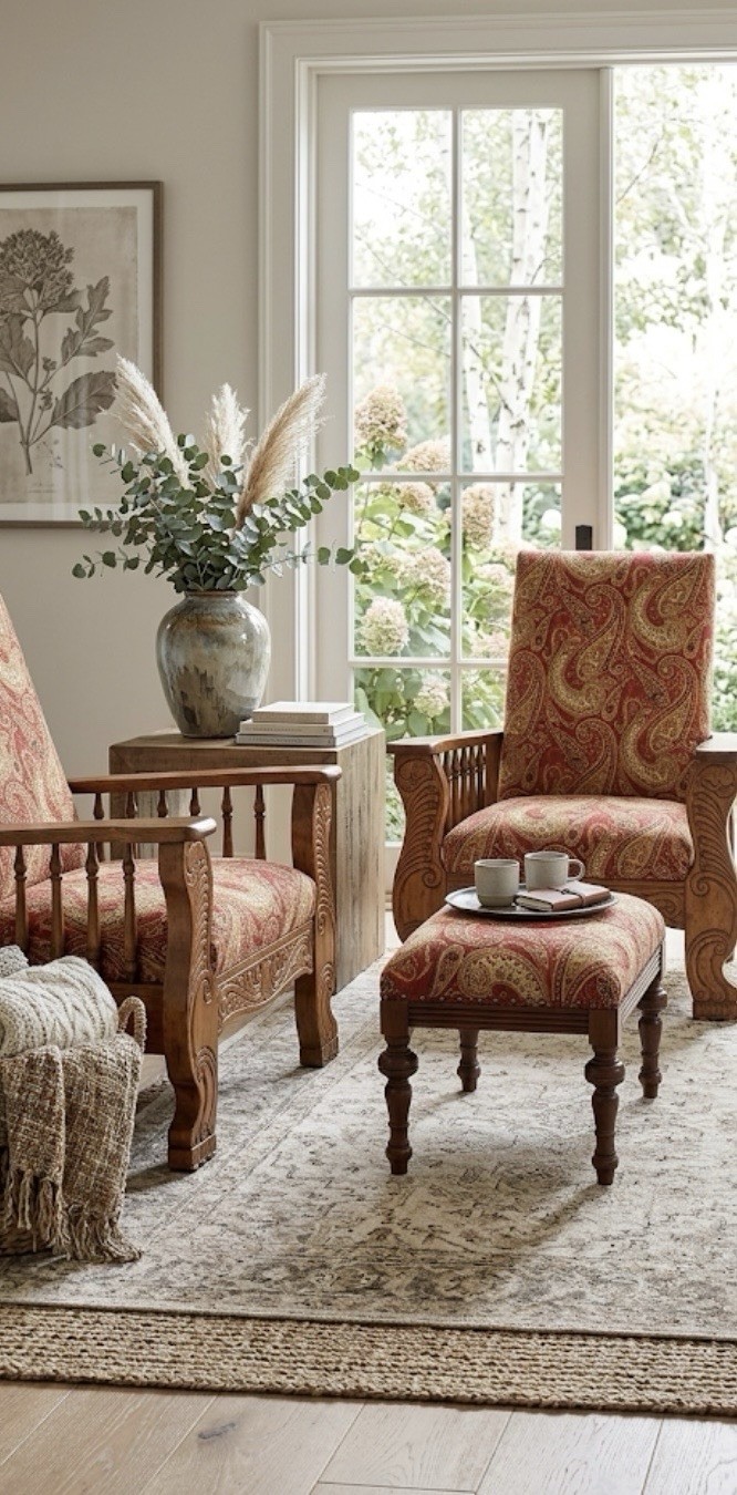 Antique Morris Reclining Lounge Chairs plus Ottoman Full Set! So comfortable!