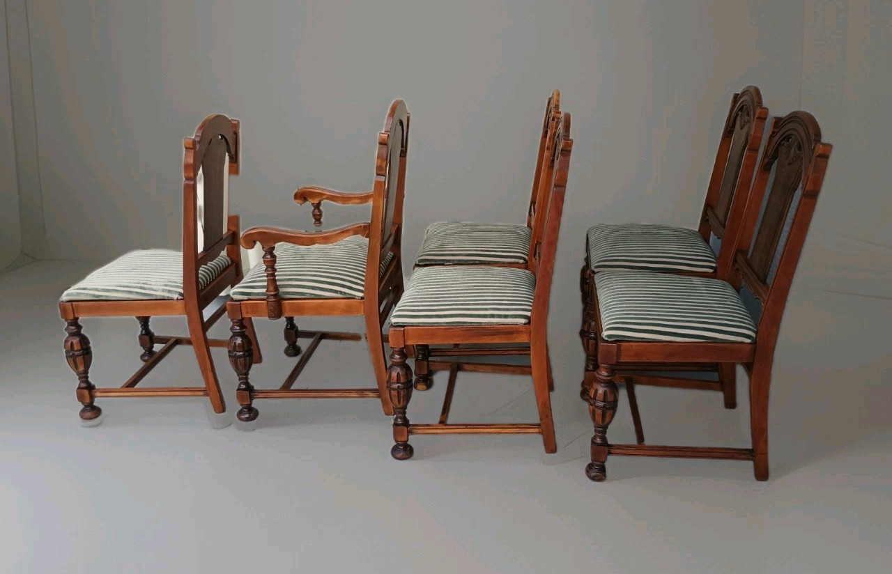 Antique Gothic Revival Dining Chairs Set of 6 Victorian Walnut Dining Chairs