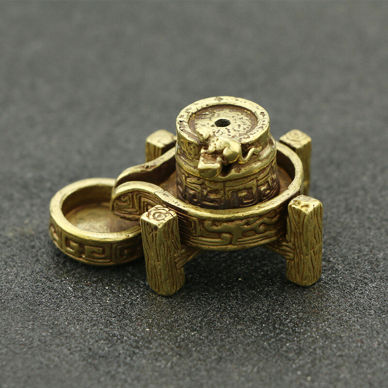 Brass “Millstone Mill” Shape Cone Incense Burner Holder Home Decoration