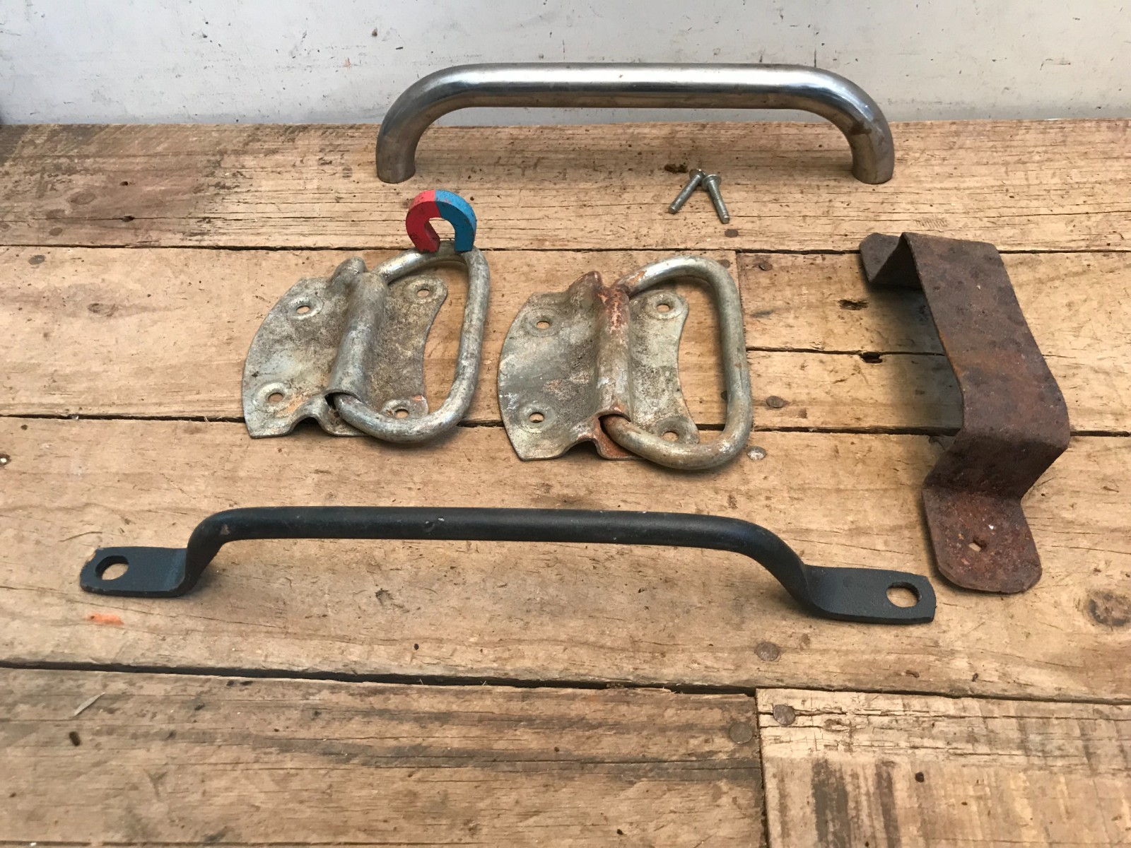 Lot 5 Vintage Metal Steel Door Handle Gate Trunk Box Chest Barn Old Pull Gate
