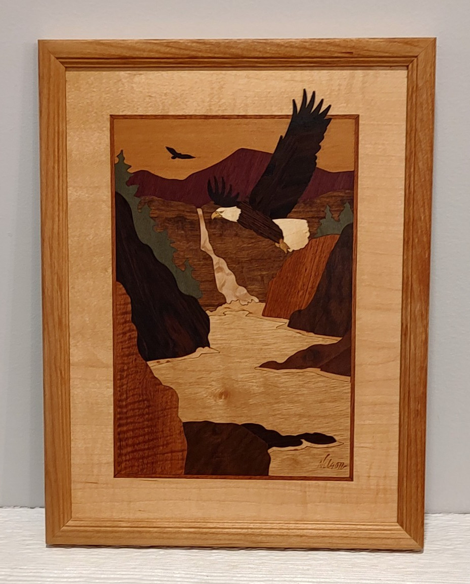 HUDSON RIVER INLAY PICTURE – EAGLE PASS – WOOD MARQUETRY by NELSON 10X13