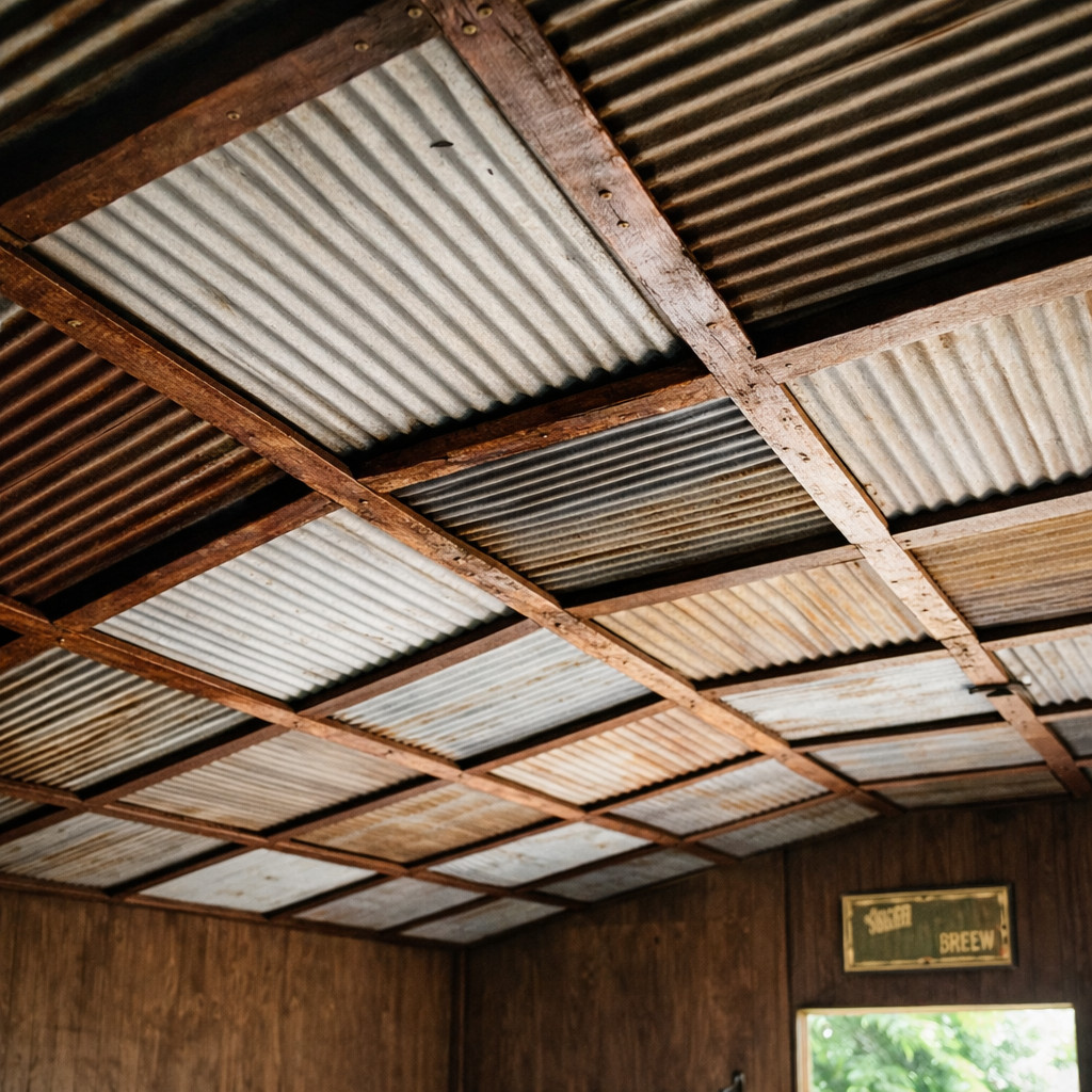 Reclaimed Barn Metal Drop Ceiling Tiles 2×2 Rustic Farmhouse Style 40 sq.ft.