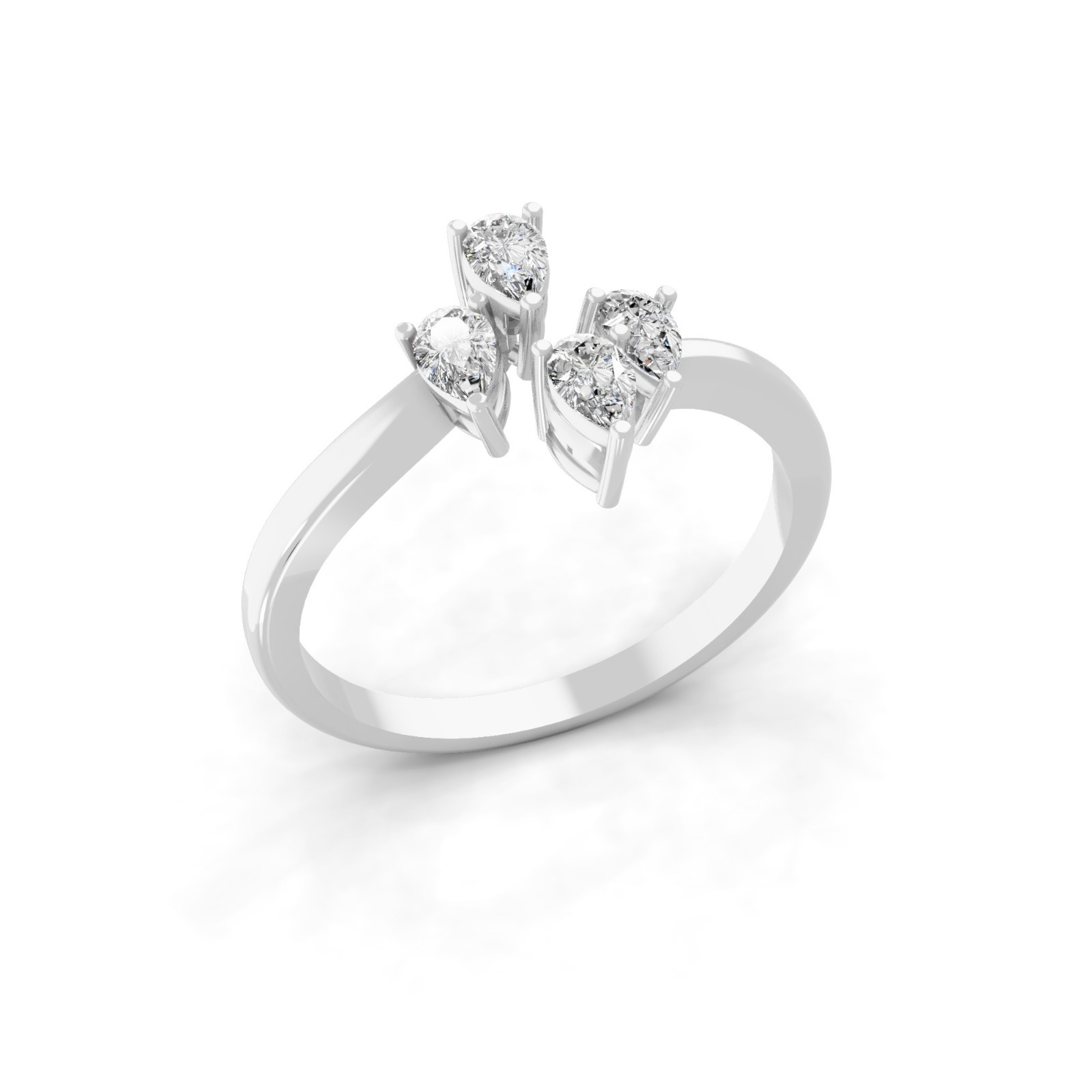 0.50 Ct Pear Lab Grown Diamond 9K White Gold Cuff Ring Wedding Ring for Her