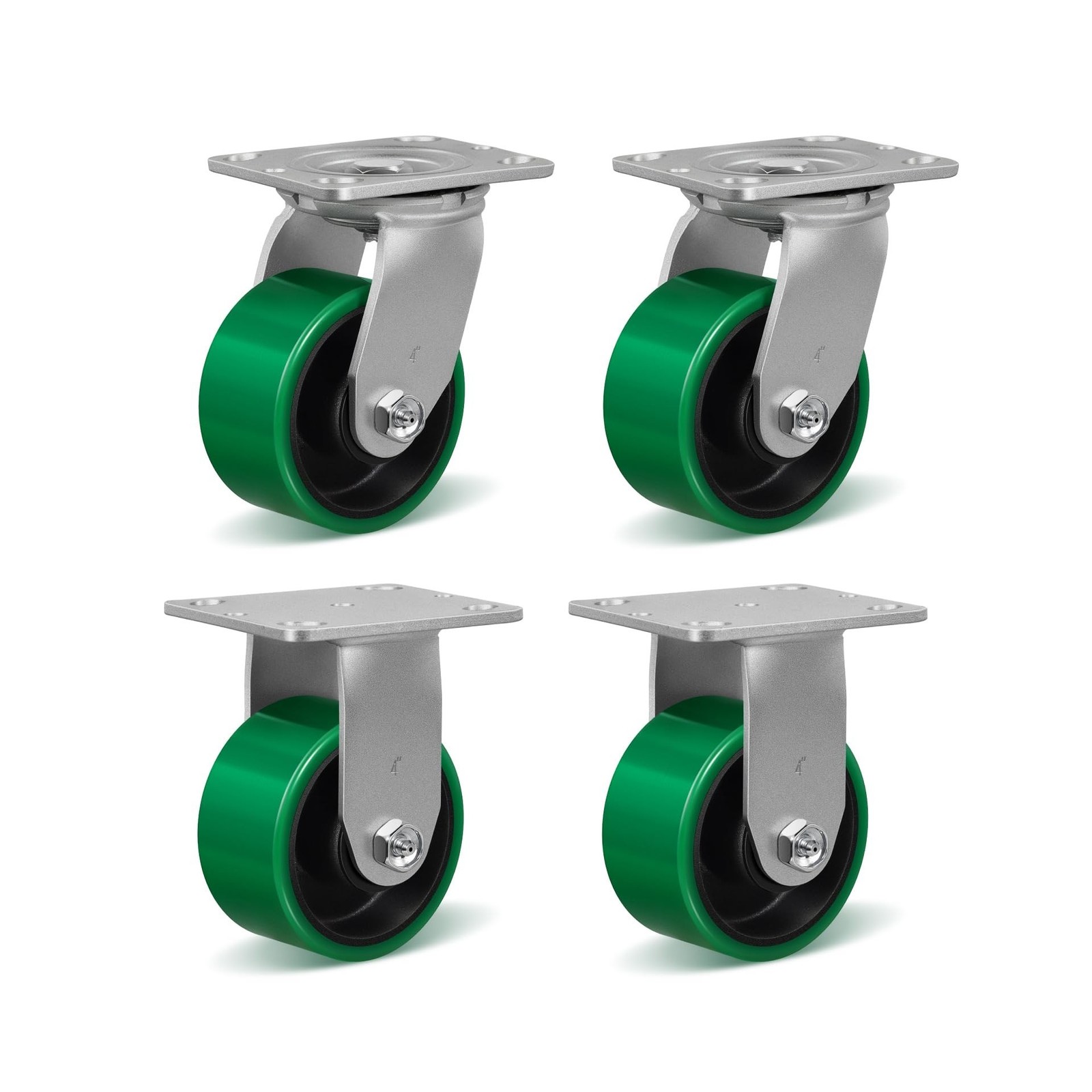 4 Inch Caster Wheels Heavy Duty, Polyurethane Industrial Casters Set of 4 Loa…