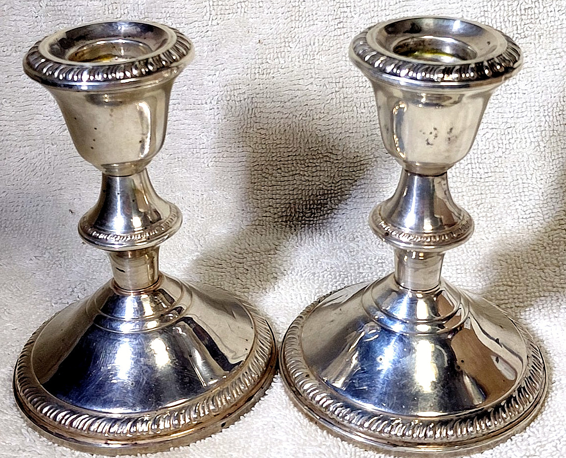 Poole Sterling Silver Weighted Candlestick Holders # 299