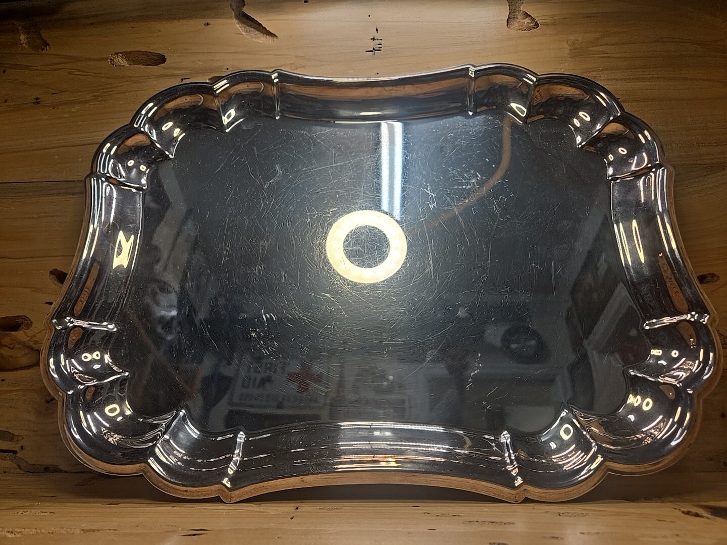 Gorham Heritage Silverplate Bread Serving Platter Scalloped Edges 16″x 12″ B548