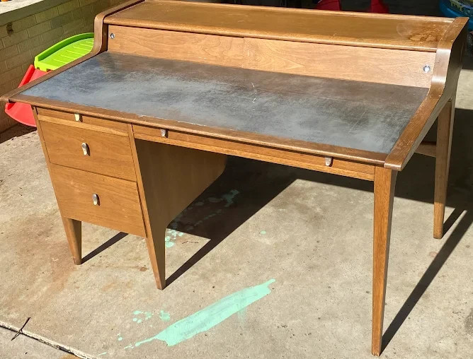 vtg MCM John Van Koert Drexel Profile Mid Century Executive Desk Walnut 1956