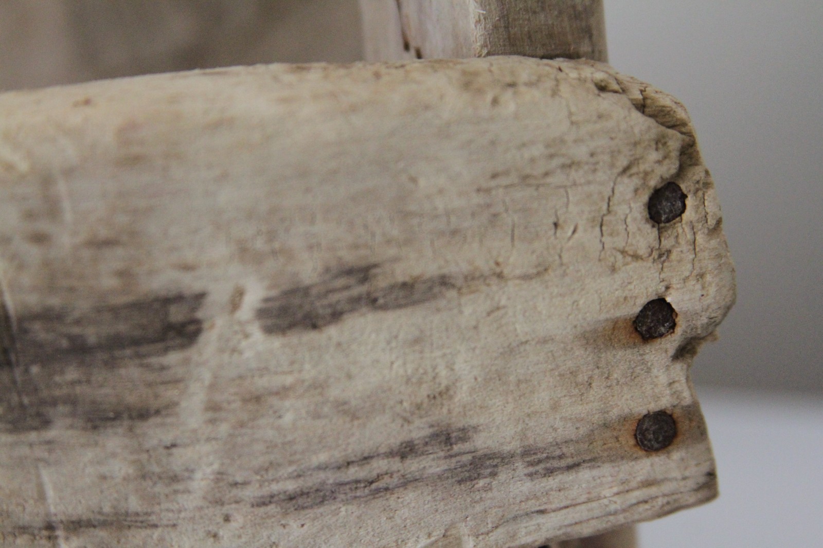 Petite rustic bleached milking stool. Beach, farmhouse, neutrial