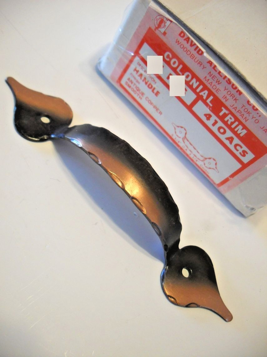 Vintage Nos Copper Flash Colonial Drawer Pull Cabinet Handle Antique Smooth
