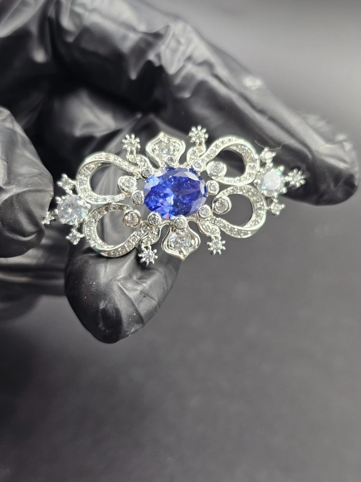 14K White Gold Plated 3.00Ct Oval Cut Lab Created Sapphire Women’s Brooch Pin