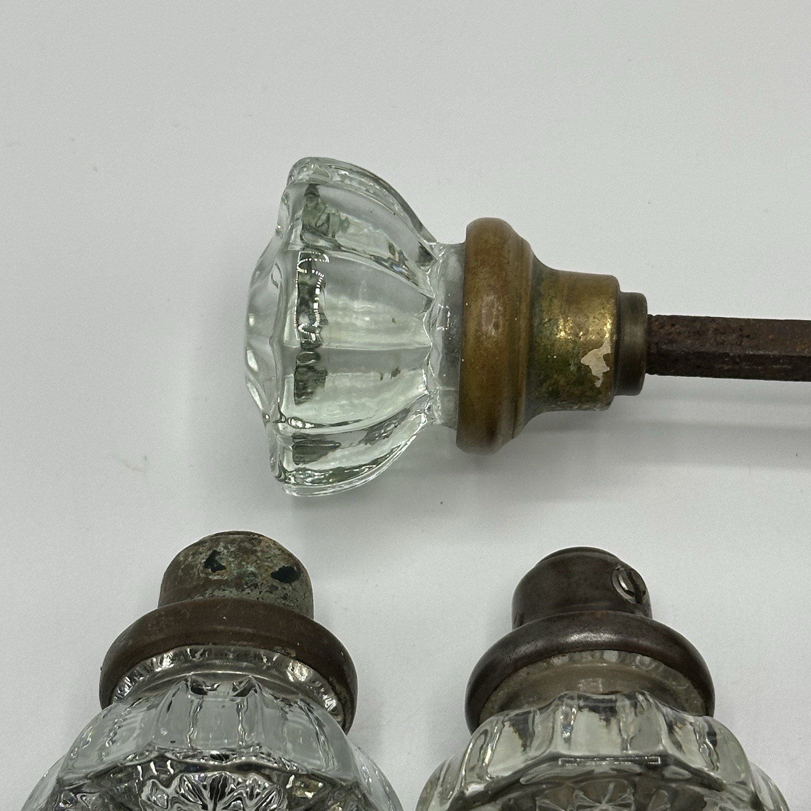 Vintage Antique Door Knobs Handle Glass 6 Count