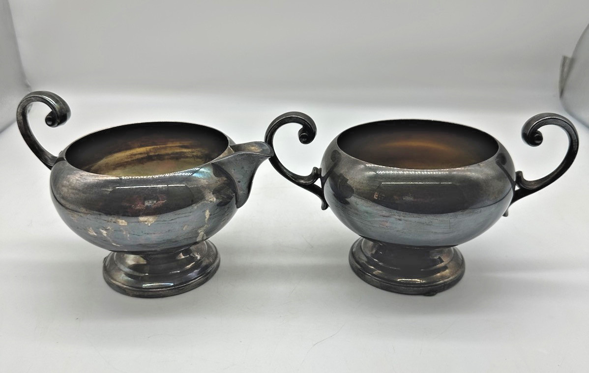 Vintage Epca Bristol Silver Creamer And Sugar Bowl Set #39 READ