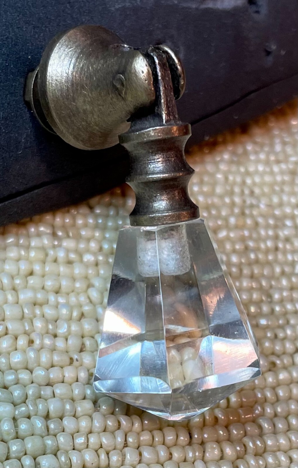 Prism Glass Teardrop Drawer Pull Handle Drop Hinged Knob Vintage-Brass Cabinet