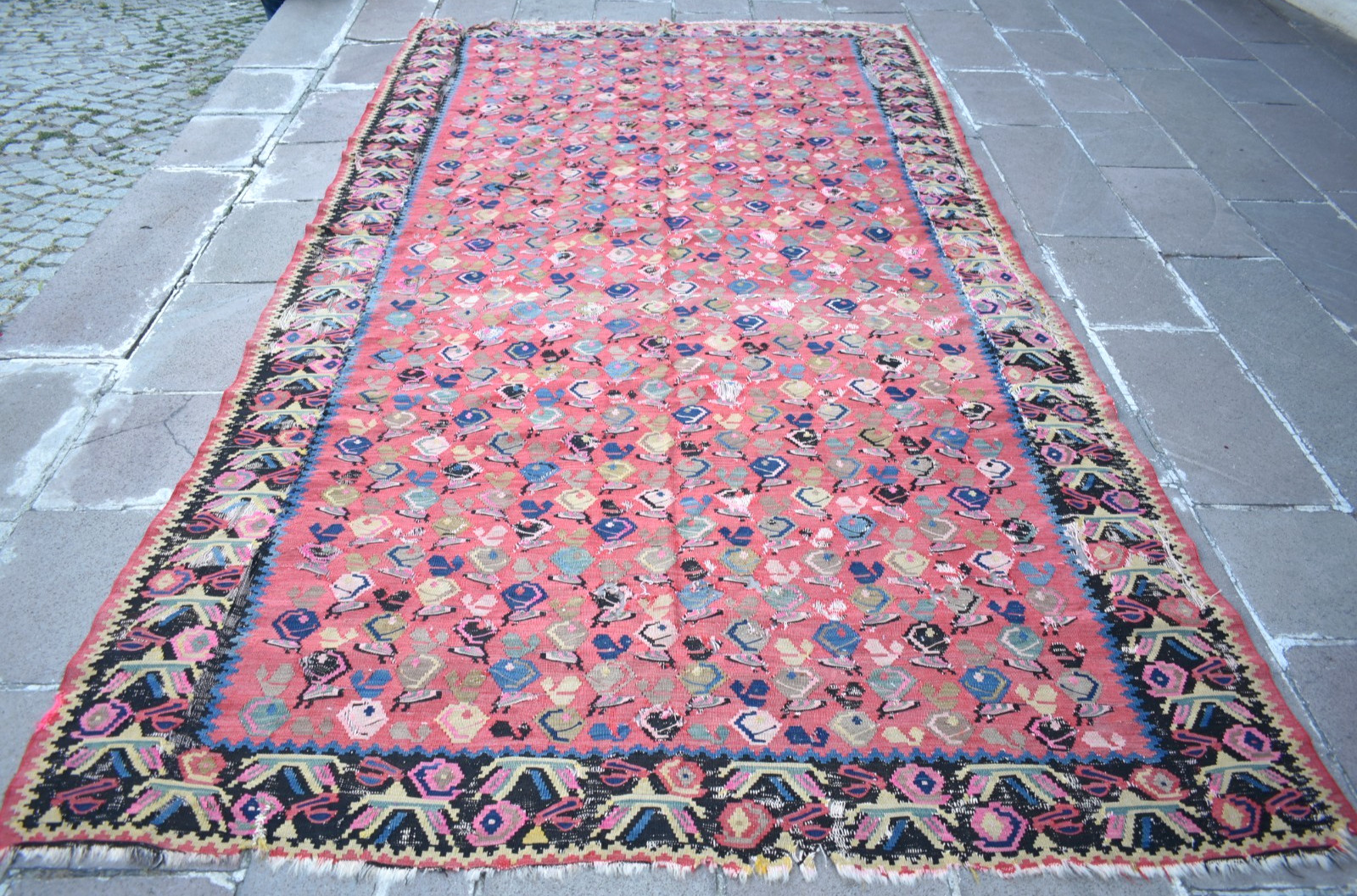 Fabulous Antique Karabakh Rug 73” x 136” Collector item Worn Karabakh Wall Rug