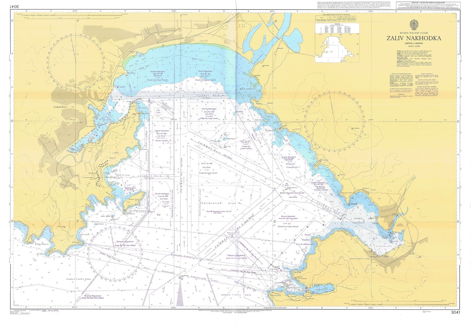 3041 Zaliv Nakhodka Russia Pacific Coast Chart Map Maritime Marine WallAdmiralty