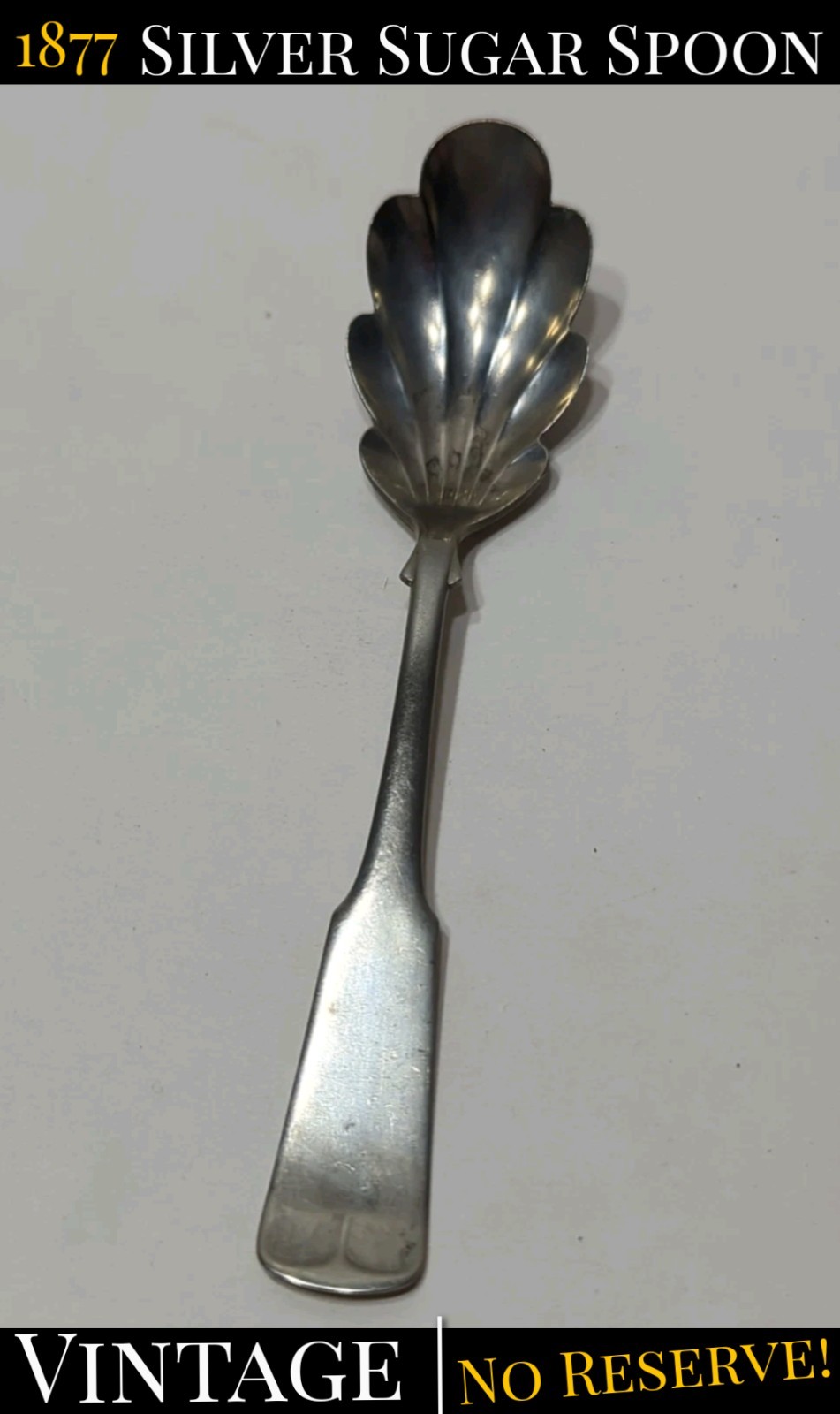 ✨ANTIQUE✨ FIDDLE TIPPED c1877 Coin Silver SUGAR SHELL SPOON – Vintage Silverware