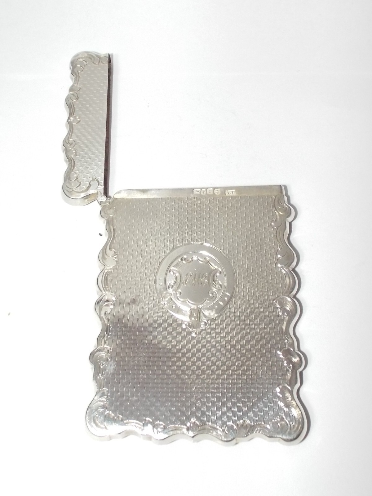 ANTIQUE VICTORIAN STERLING SILVER CARD CASE, ALFRED TAYLOR BIRMINGHAM 1853