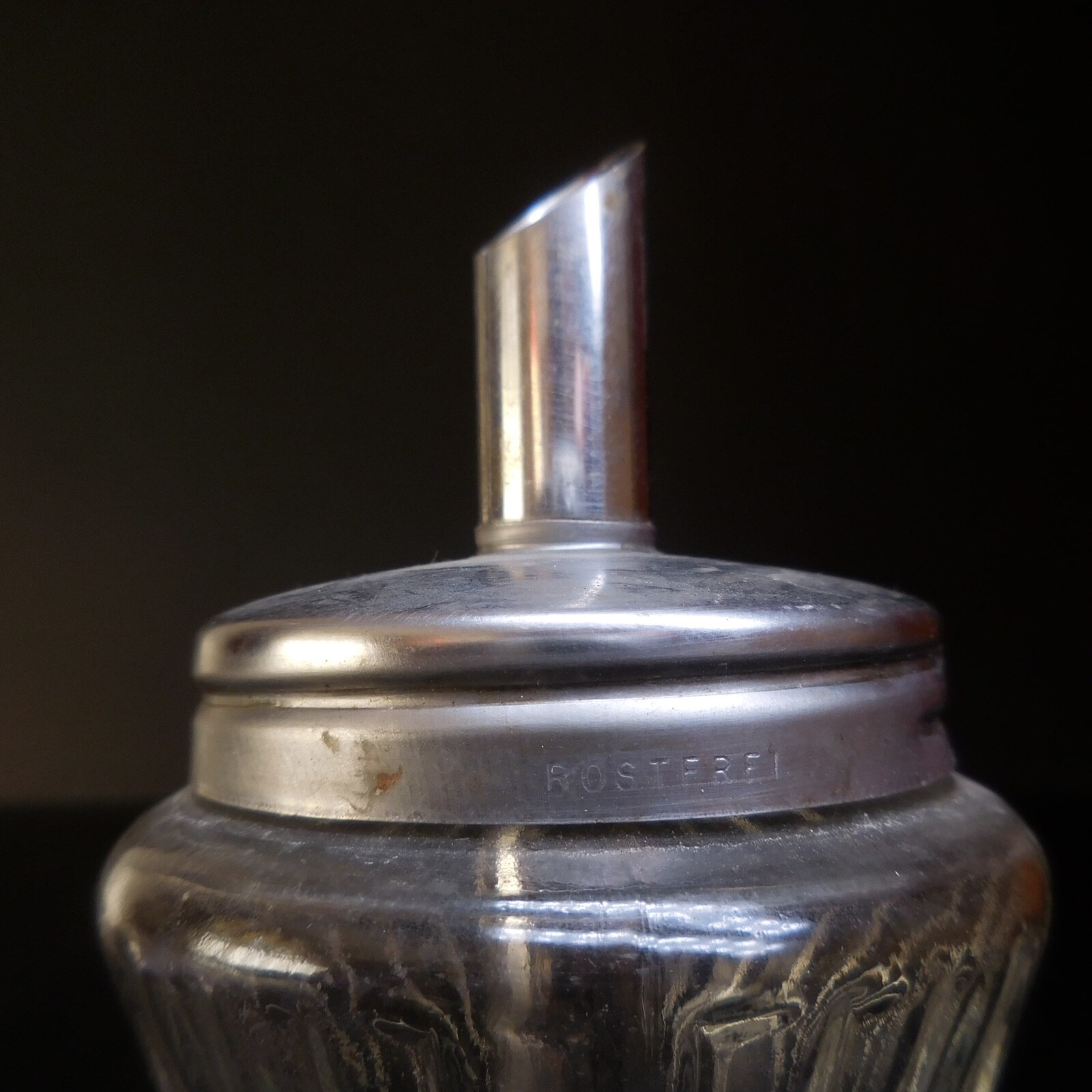 N9346 Powder Shaker BMF STAINLESS GLASS Metal Art Deco Table France