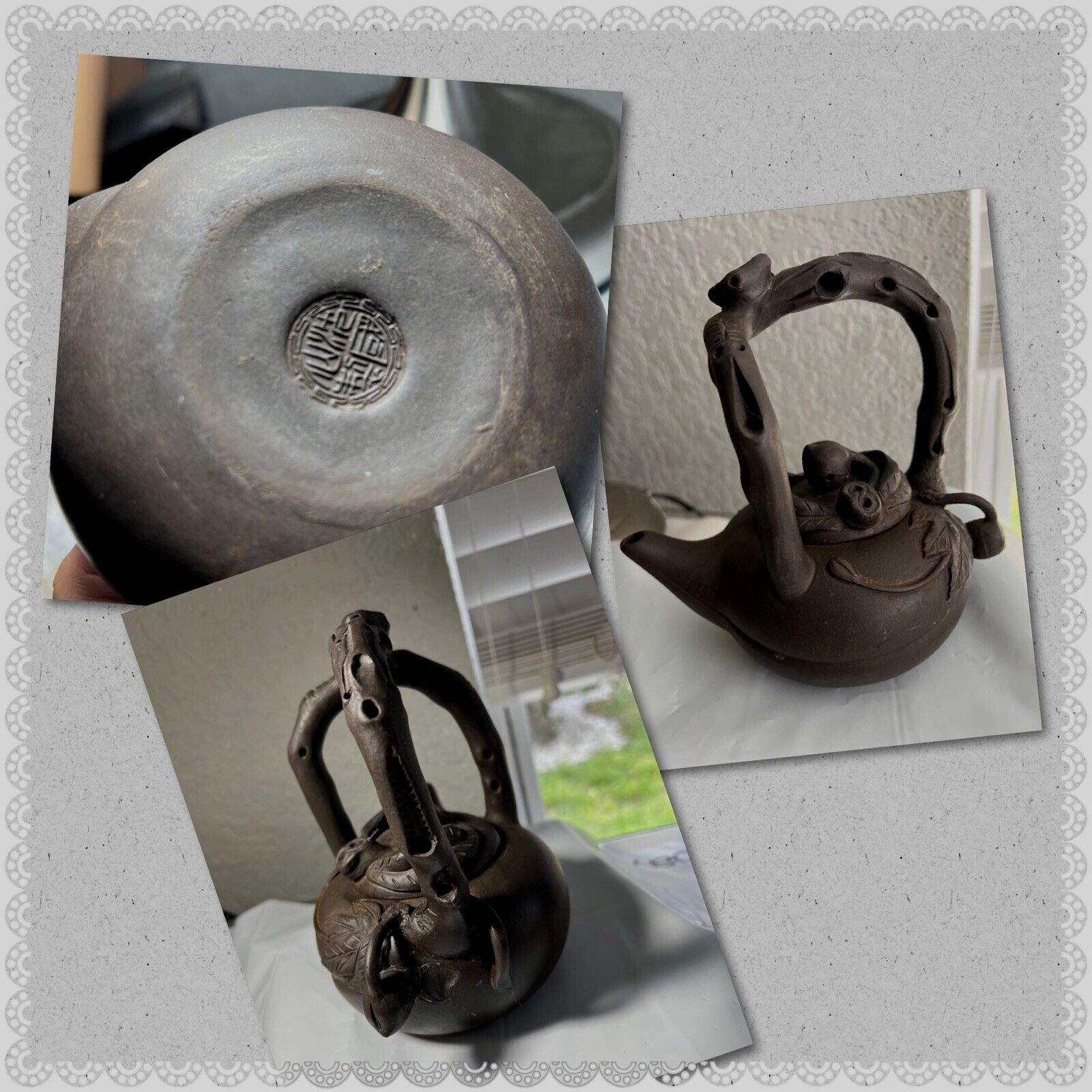 Antique Chinese YiXing Kiln ZiSha Pottery Tea Pot HTF SEE ALL PICTURES plt
