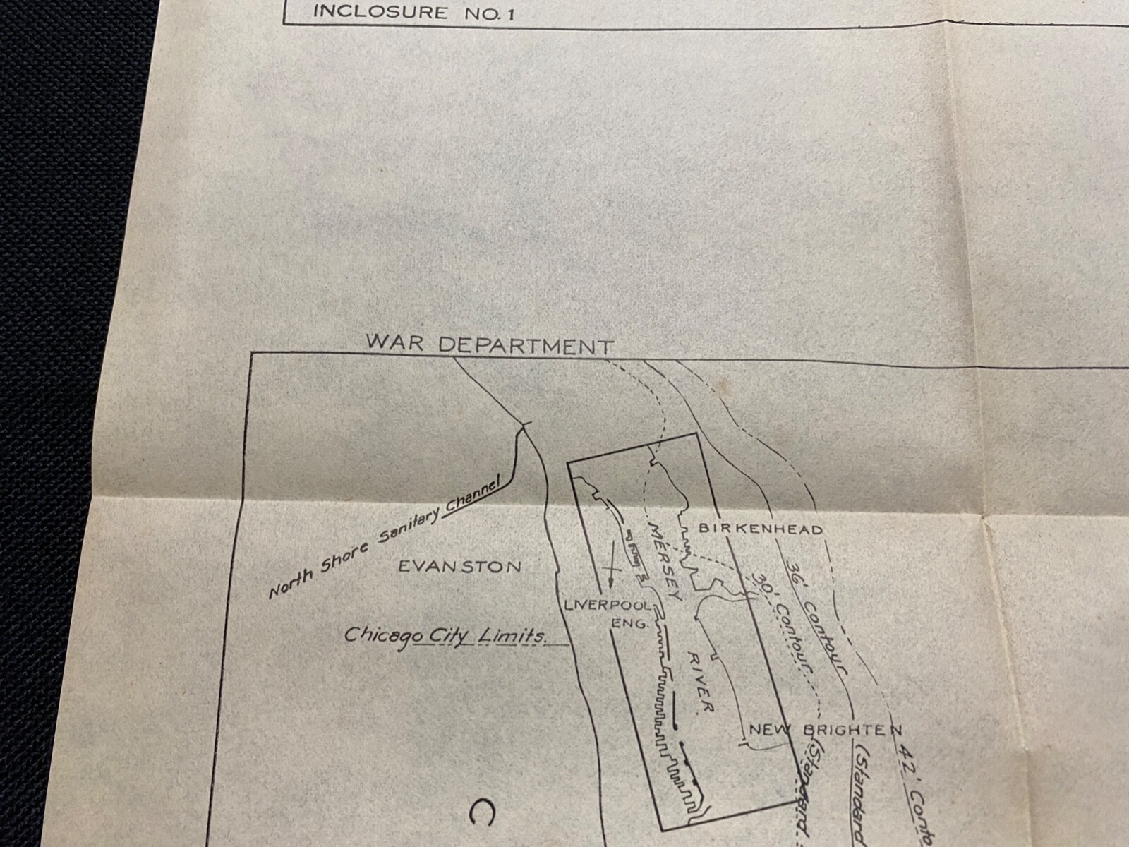 Antique 1919 Chicago Harbor Map War Department Corps Of Engineers US Army