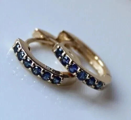 2Ct Round Cut Lab Created Sapphire Women’s Hoop Earrings 14K Yellow Gold Plated