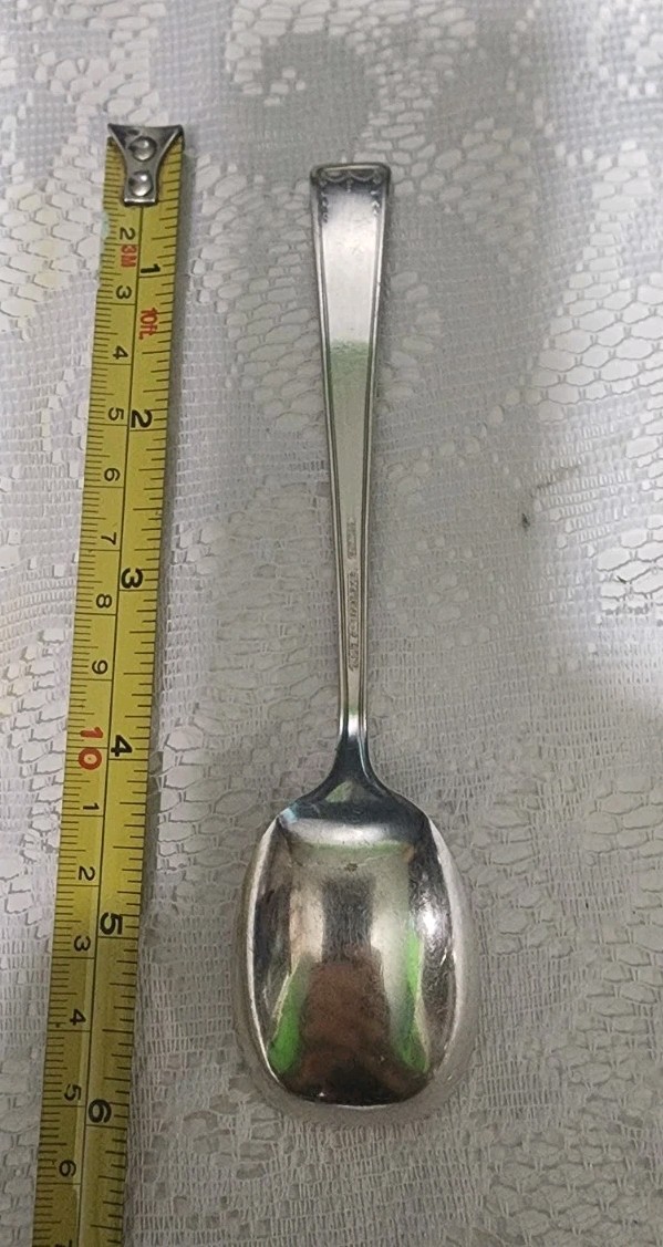 😃 VINTAGE c1924 BUCKINGHAM SILVERPLATED SUGAR SPOON MONOGRAMMED D🧈 🍚