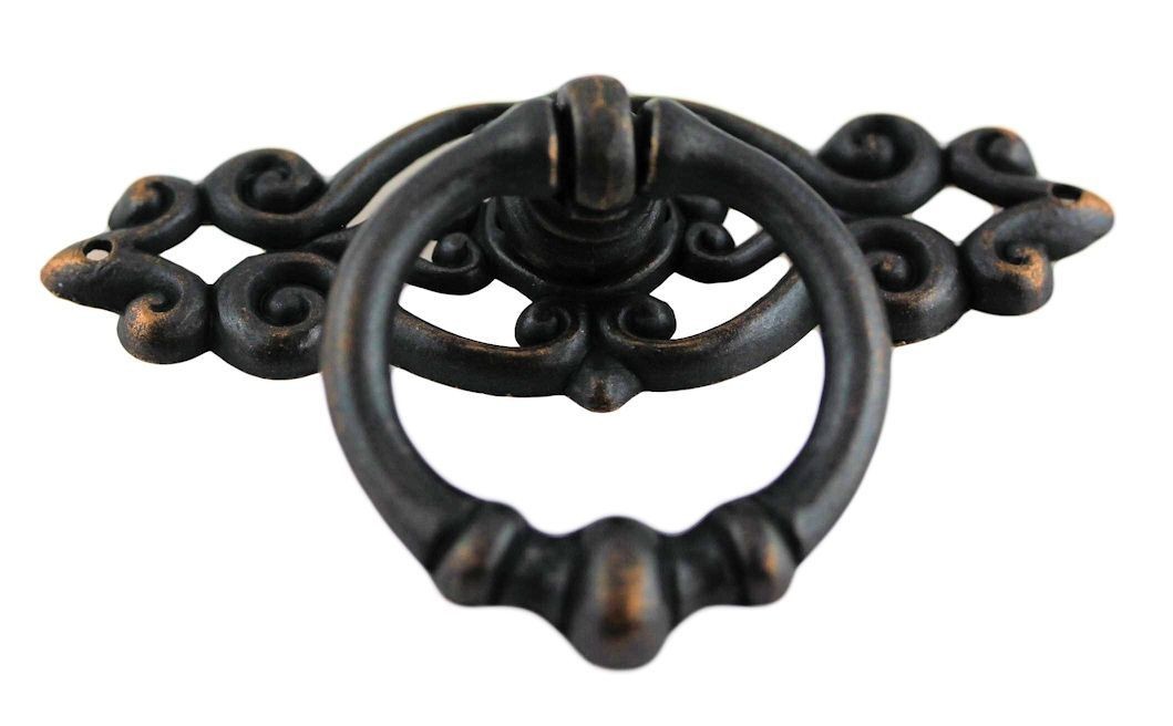 (5 Pack) 2-1/8 inch Victorian Ring Pull Dark Antique Copper