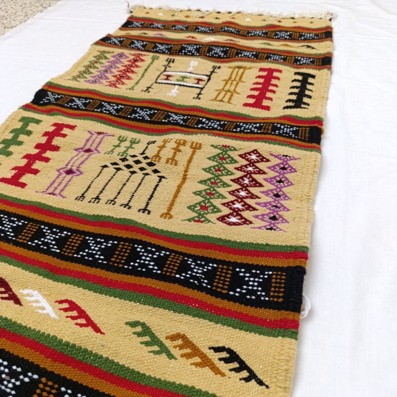 Algerian Sahara Ghardaïa Wool Kilim Rug Handmade Berber Tribal Flatweave