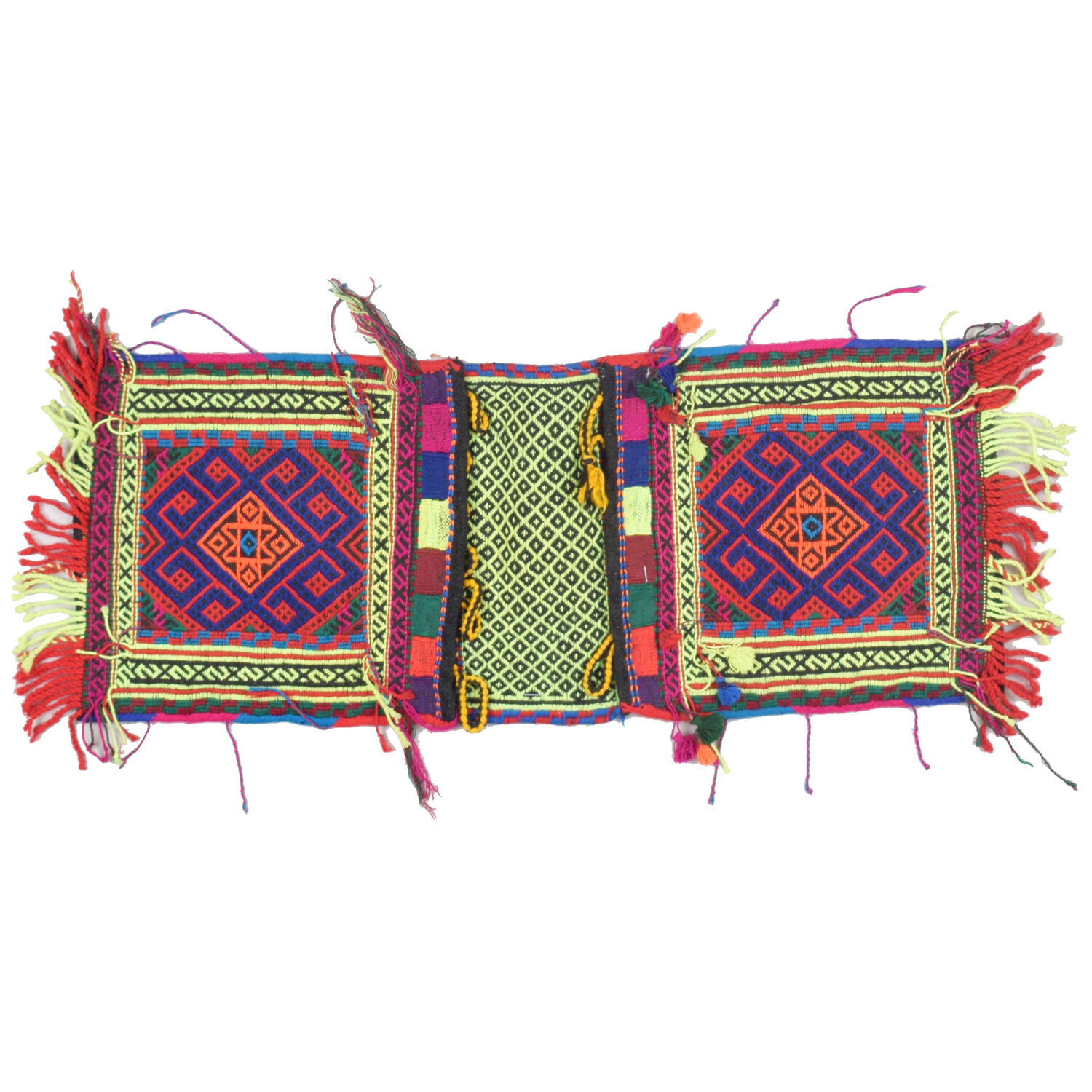 Handmade Afghan Traditional Tribal Saddle Bag Home Decor Wool Rug 0’9×2’3ft-1939