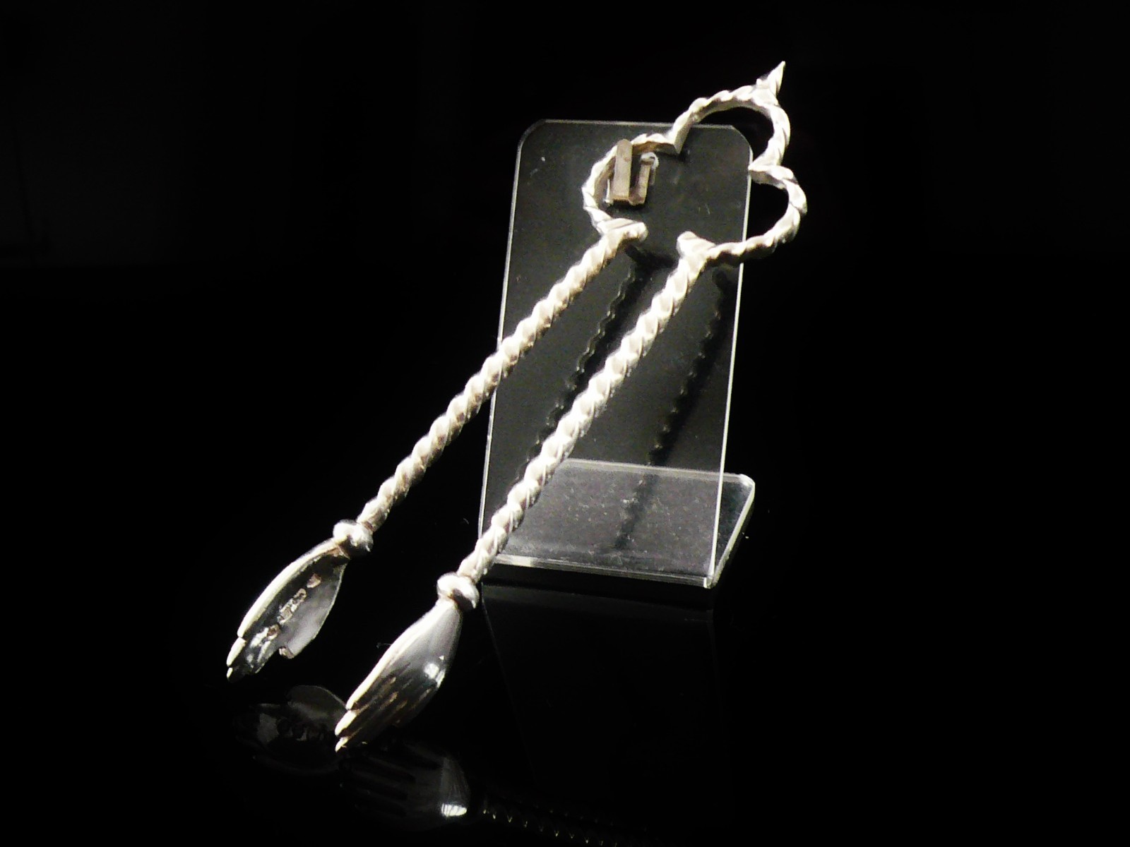 Novelty Sterling Silver Clapping Hands Sugar Tongs, George Adams, London 1880