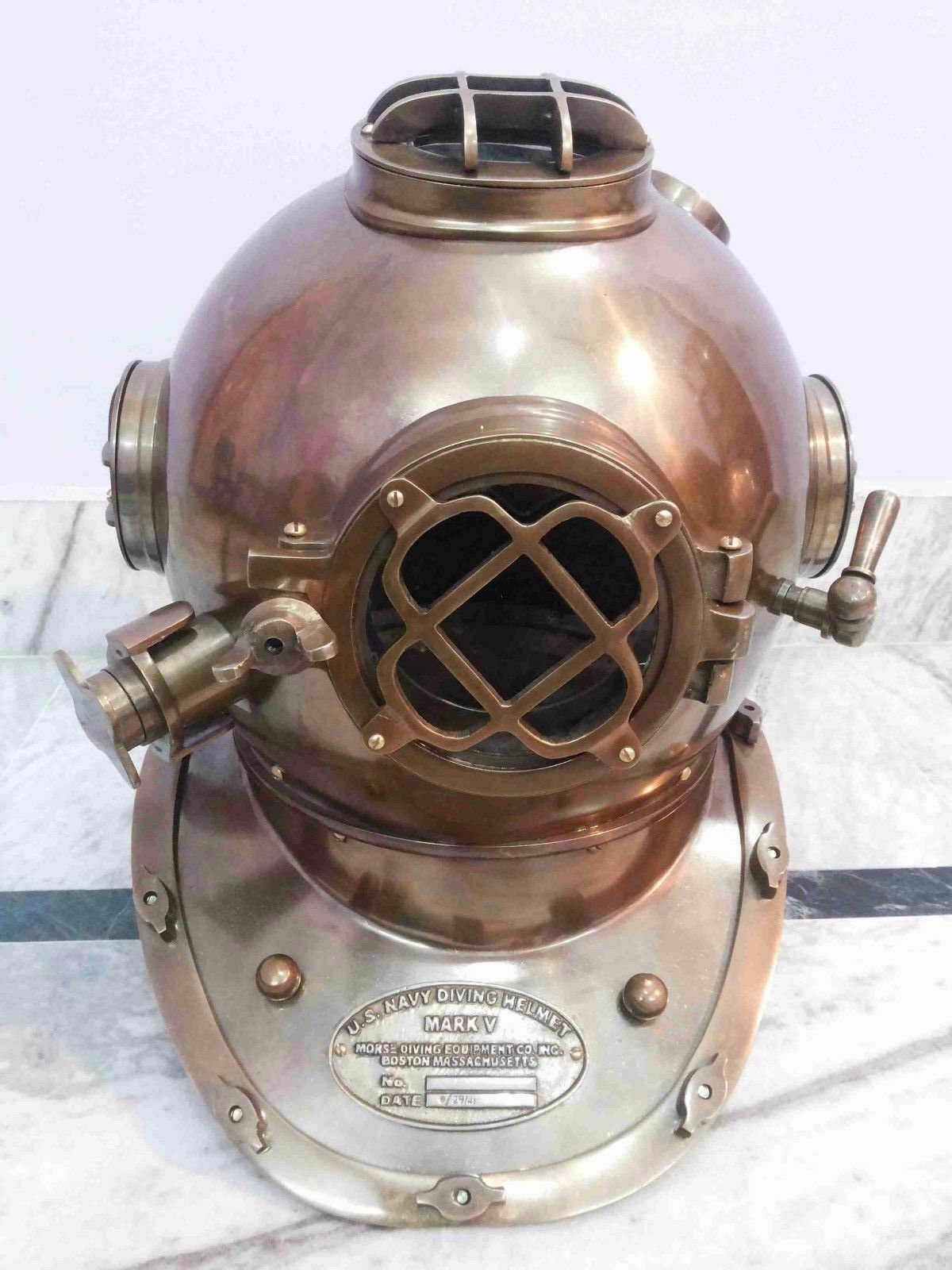 Antique Style Morse Diving Helmet U.S Navy Mark V Solid Brass Full Size 18 inch