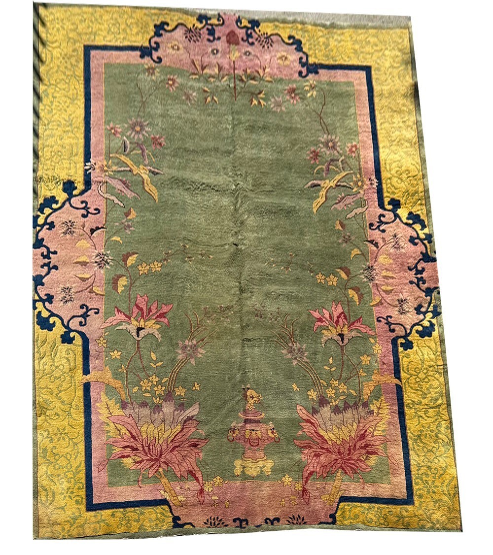 NEW A 2ND To None Gold & Green Art Deco Chinese Rug.