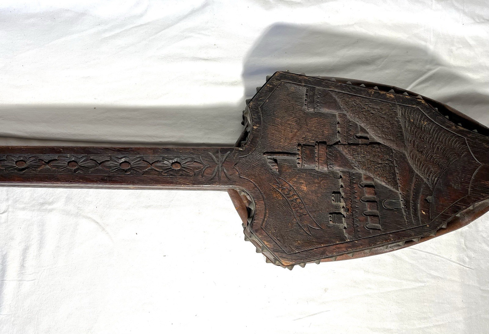 Antique Victorian Fireplace Bellows – Warwick Castle Motif, Circa 1800’s