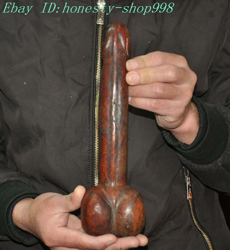 10.4″China Hongshan Culture old jade FengShui male genitalspeople Phallus statue