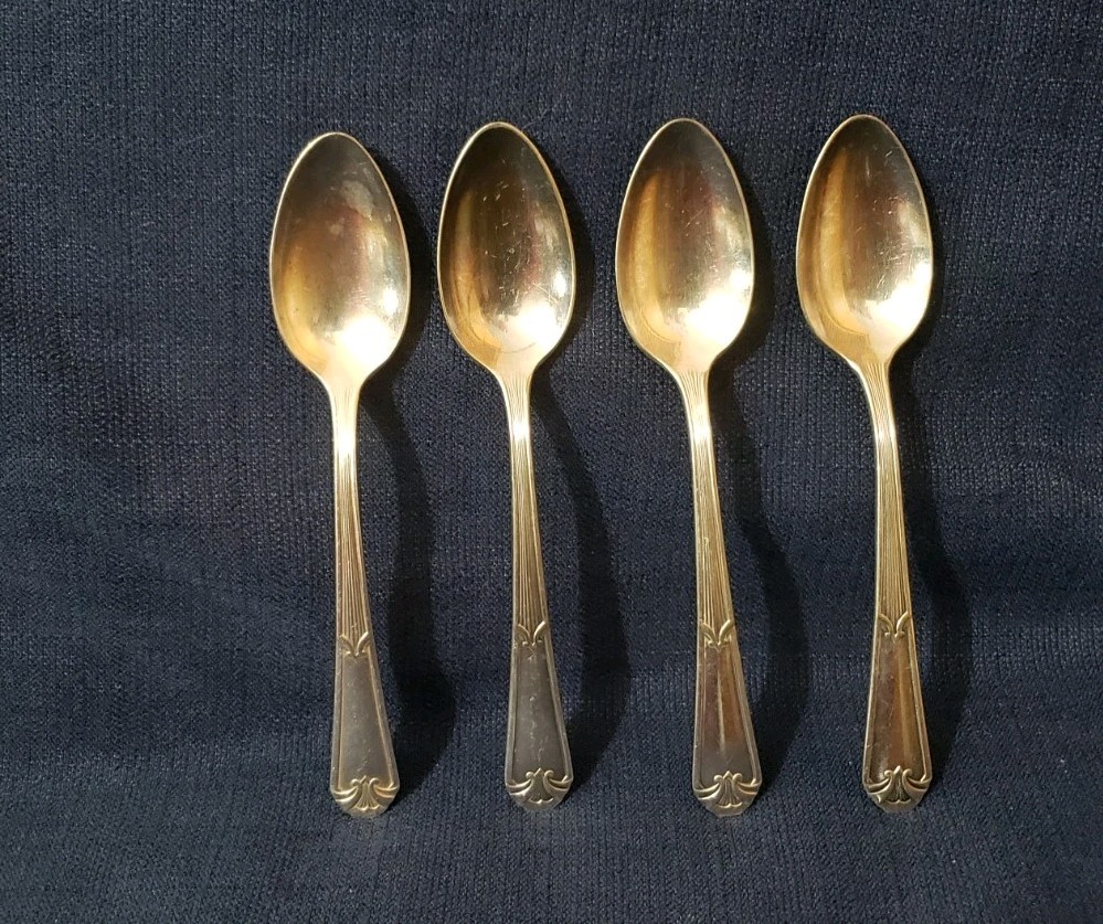 Lot of 4 “Fidelis” Wm. Rogers IS Silverplate Teaspoons Art Deco circa. 1933